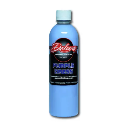 Deluxe Detailing, Purple Dress Hidratante base agua para: Vinyl, plásticos y caucho. Con protección UV.500 ml.