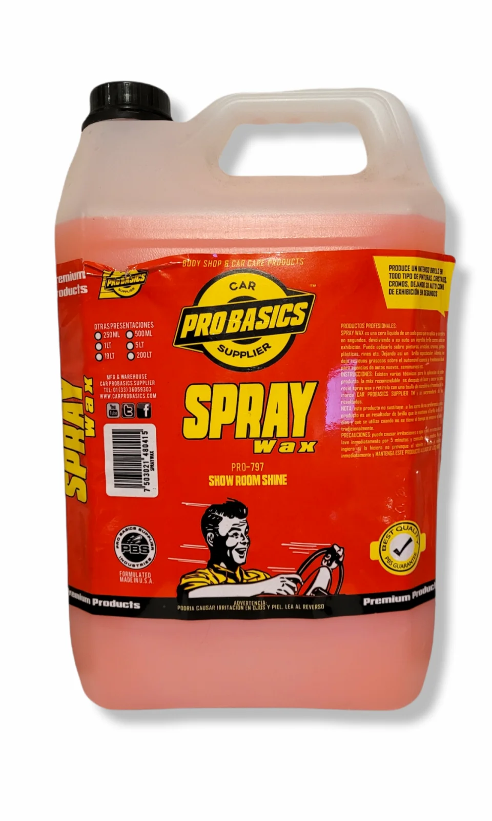 ProBasics, Spray Wax, Cera Rápida, 5 litros