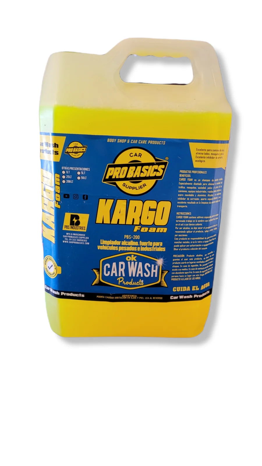 Probasics, Kargo Foam , Shampoo alcalino de preparación, Galon 5 litros