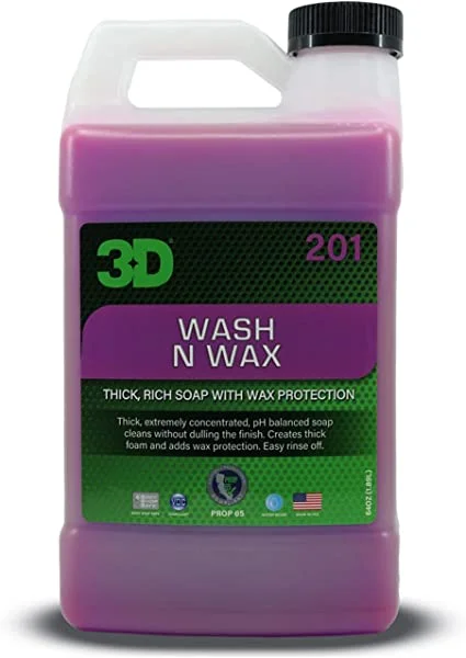3D, Wash N Wax, Shampoo concentrado con cera, Galon 3.7 litros
