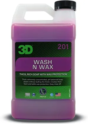 3D, Wash N Wax, Shampoo concentrado con cera, Galon 3.7 litros