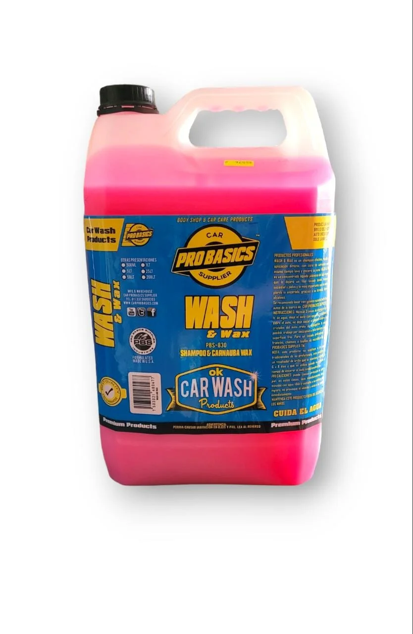 Probasics Wash & Wax , Shampoo Con cera Carnauba, 5 Lt